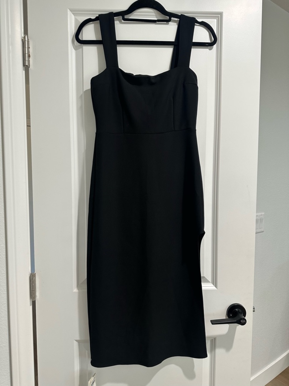 Abercrombie & Fitch Black Square-Neck Midi Dress